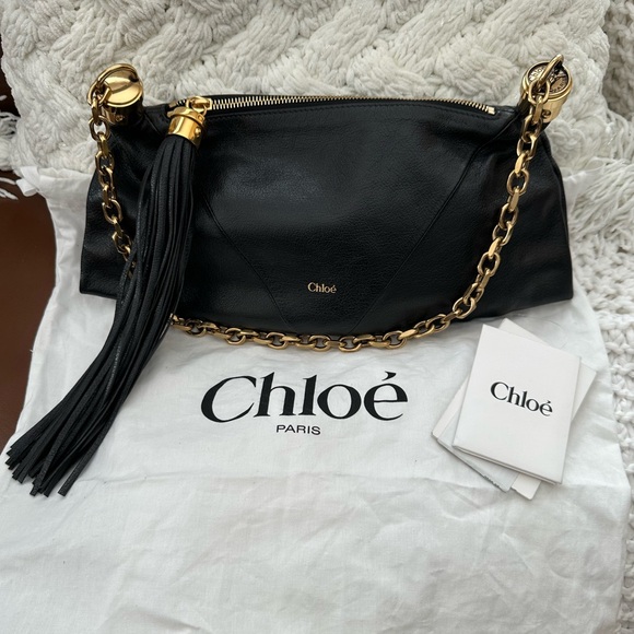 Chloe Handbags - Chloé Small Foulard Shoulder Bag in Black - New with Tags